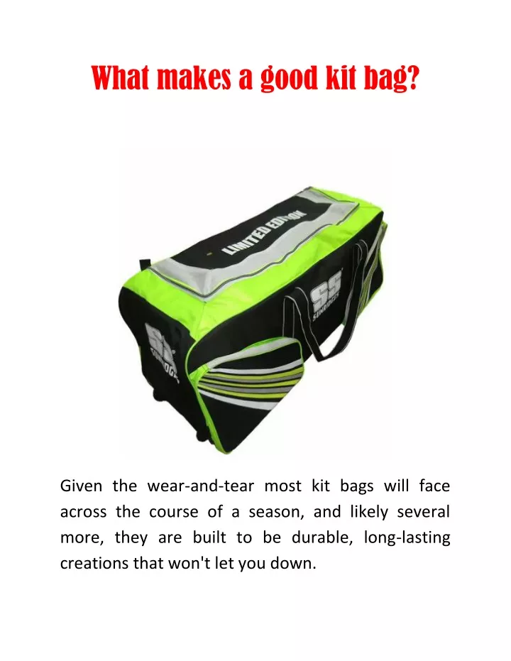 what makes a good kit bag