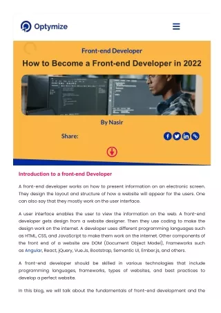 How to Become a Front-end Developer in 2022 | Optymize