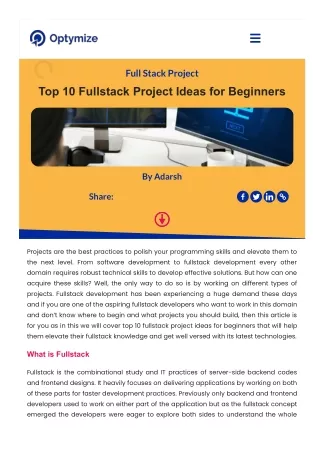 Top 10 Full-stack Project Ideas for Beginners | Optymize
