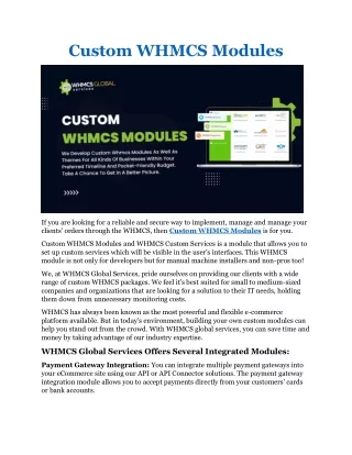 Custom WHMCS Modules