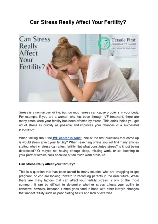 can stress really affect your fertility