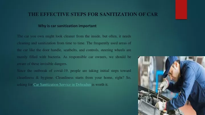 the effective steps for sanitization of car