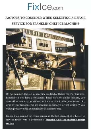 factors to consider when selecting a repair