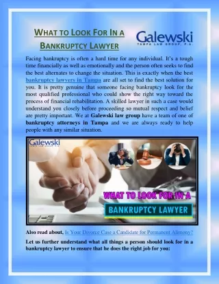 What to Look For In a Bankruptcy Lawyer