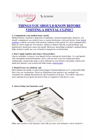 Applebite THINGS YOU SHOULD KNOW BEFORE VISITING A DENTAL CLINIC!