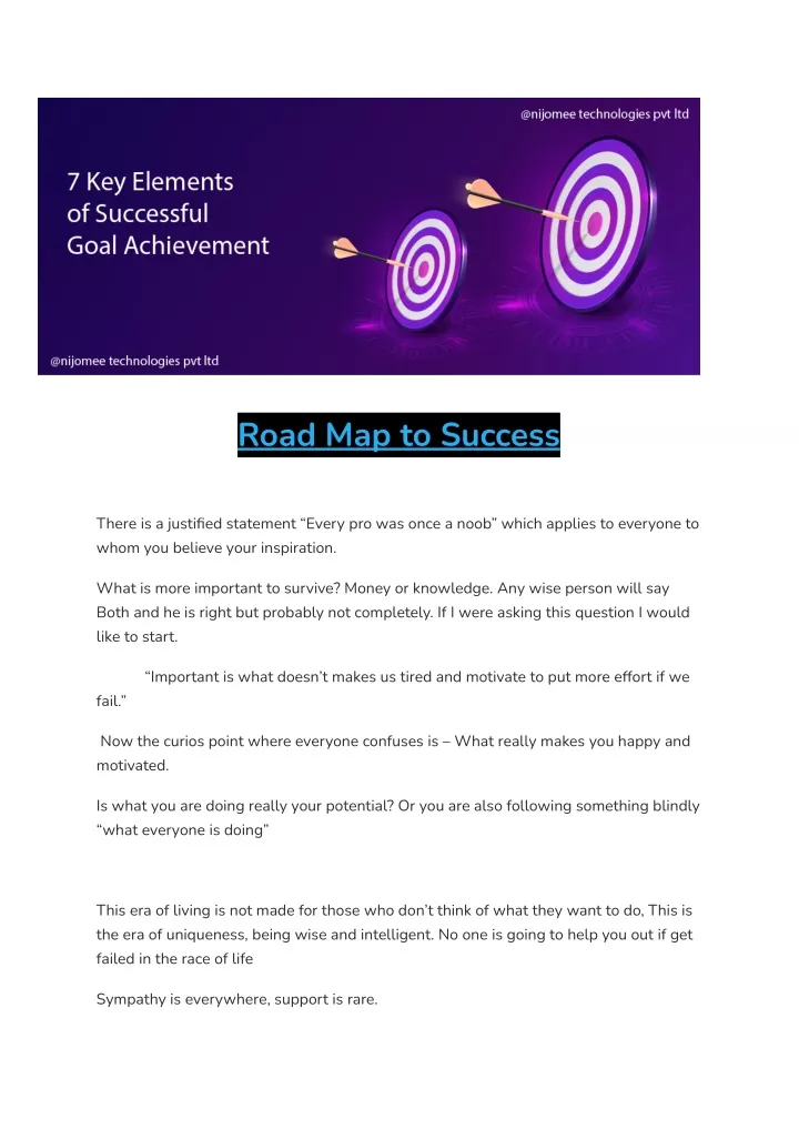 road map to success