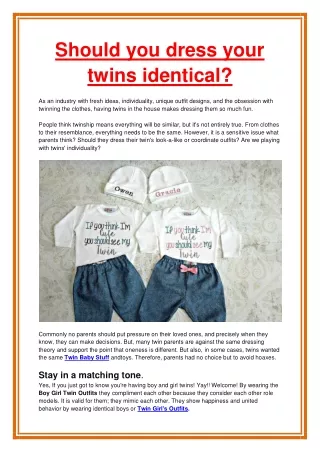 should you dress your twins identical