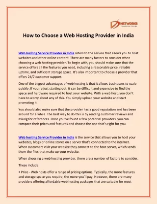 How to Choose a Web Hosting Provider in India
