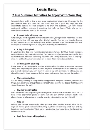 7 fun summer activities to enjoy with your