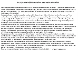 Why Adjustable Height Workstations are a healthy alternative?