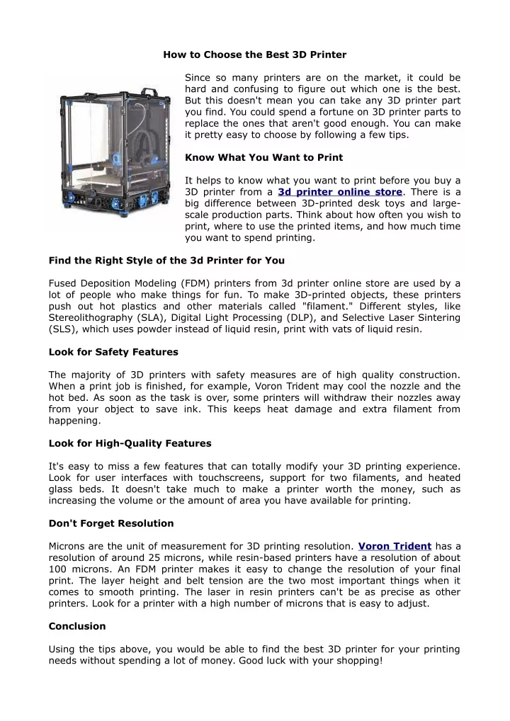 how to choose the best 3d printer