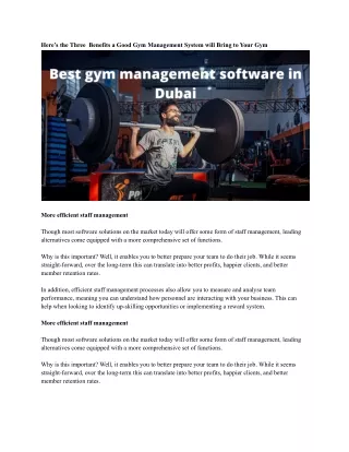 here s the three benefits a good gym management