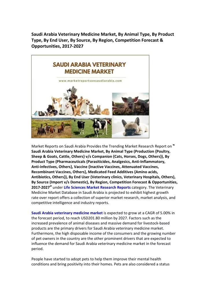 saudi arabia veterinary medicine market by animal