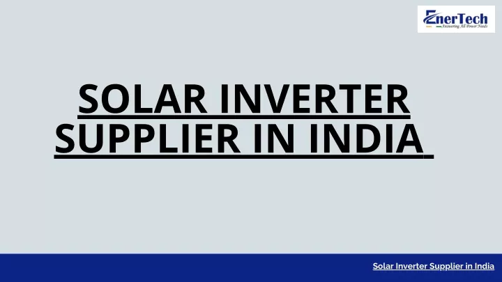 solar inverter supplier in india