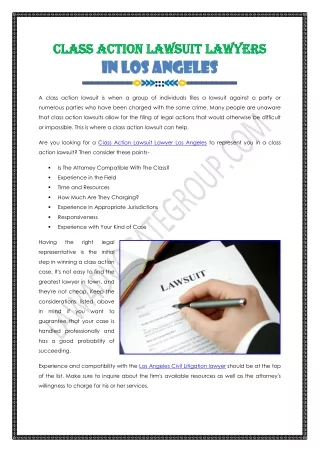 class action lawsuit lawyers class action lawsuit