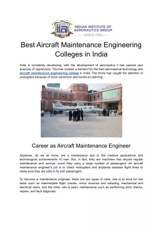 Best Aircraft Maintenance Engineering College | Ame College In India