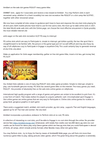 Ambbet online slot games PGSLOT many games