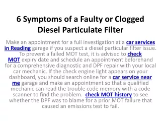6 symptoms of a faulty or clogged diesel particulate filter