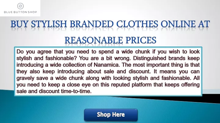 buy stylish branded clothes online at reasonable prices