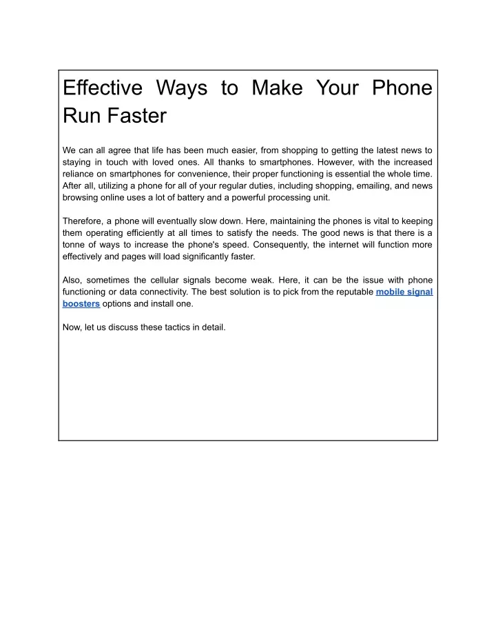 effective ways to make your phone run faster