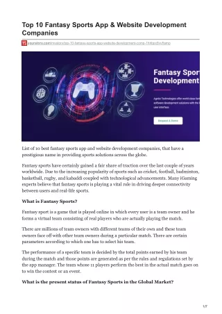 top 10 fantasy sports app website development