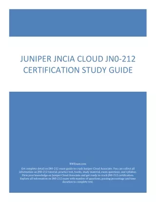 Juniper JNCIA Cloud JN0-212 Certification Study Guide PDF