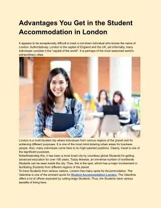 Advantages You Get in the Student Accommodation in London