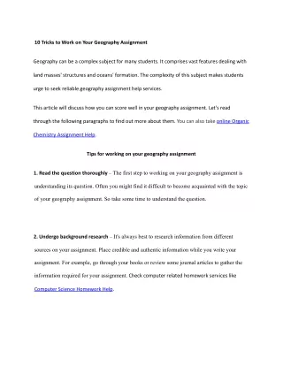10 tricks to work on your geography assignment
