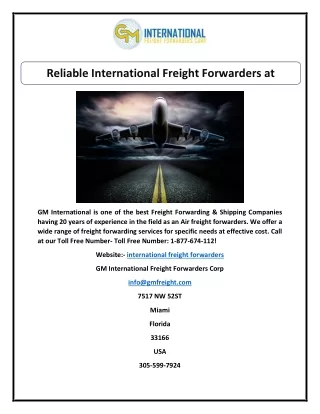 reliable international freight forwarders