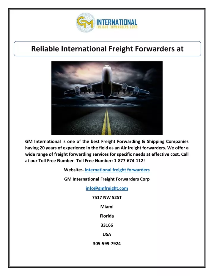 reliable international freight forwarders