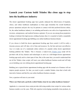 launch your custom build teladoc like clone