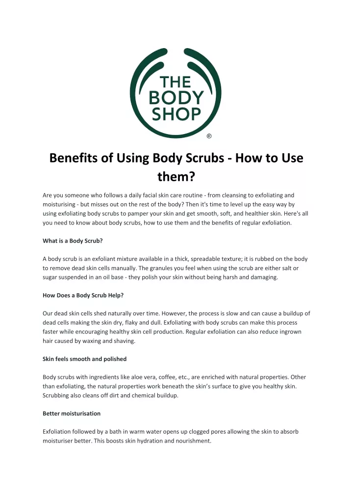 benefits of using body scrubs how to use them