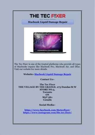 Macbook Liquid Damage Repair