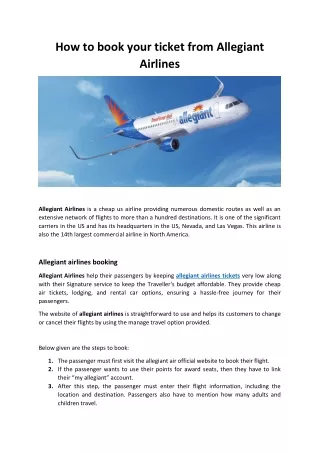 how to book your ticket from allegiant airlines
