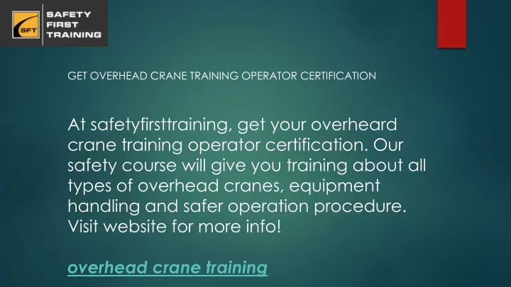 get overhead crane training operator certification