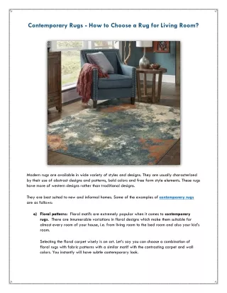 Contemporary Rugs - How to Choose a Rug for Living Room