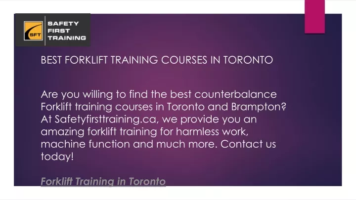 best forklift training courses in toronto