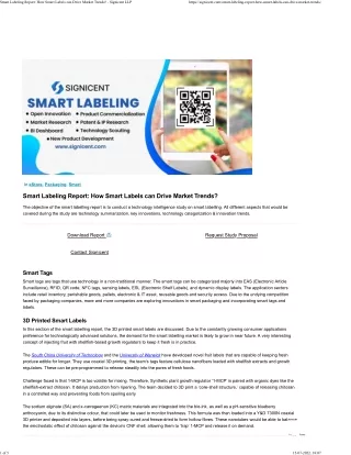 Smart Labeling Report How Smart Labels can Drive Market Trends - Signicent LLP