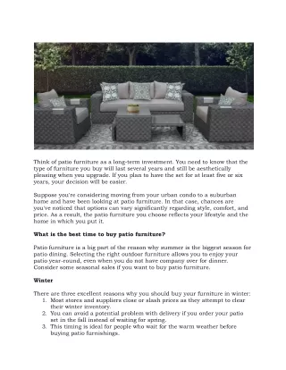 What is the best time to buy Outdoor Patio Furntiure for Your Living Space