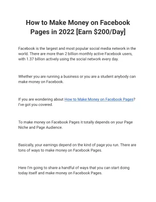 How to Make Money on Facebook Pages in 2022 [Earn $200_Day]