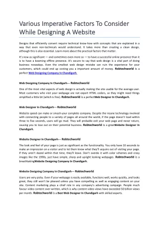 various imperative factors to consider various