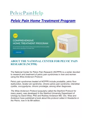 Pelvic Pain Home Treatment Program