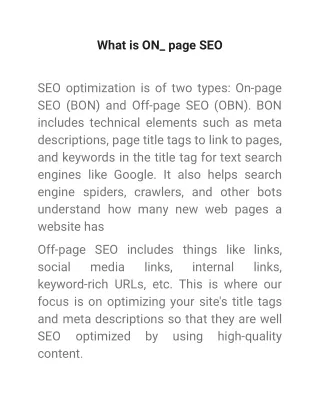what is on page seo