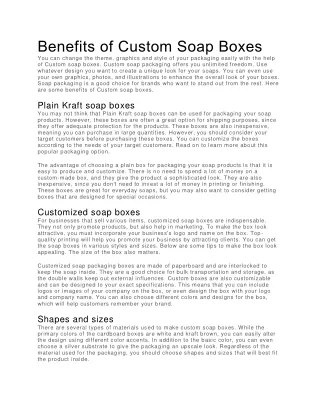 Benefits of Custom Soap Boxes
