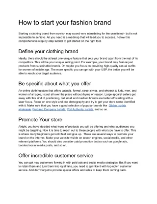 how to start your fashion brand