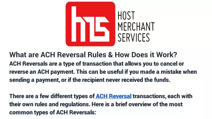 what are ach reversal rules how does it work