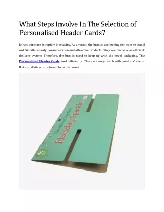 What Steps Involve In The Selection of  Personalised Header Cards?
