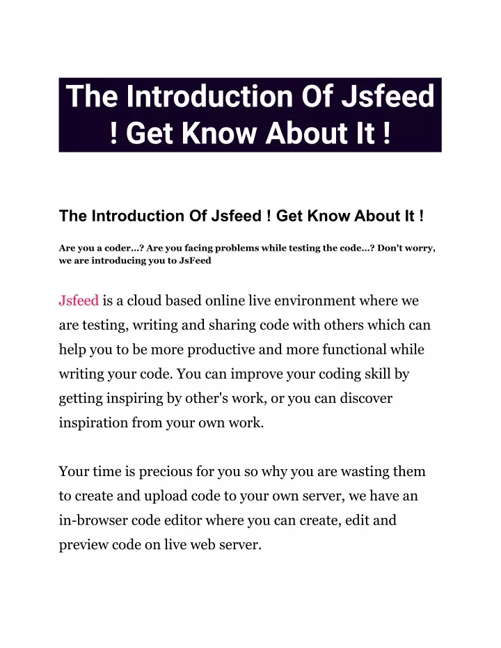 the introduction of jsfeed get know about it