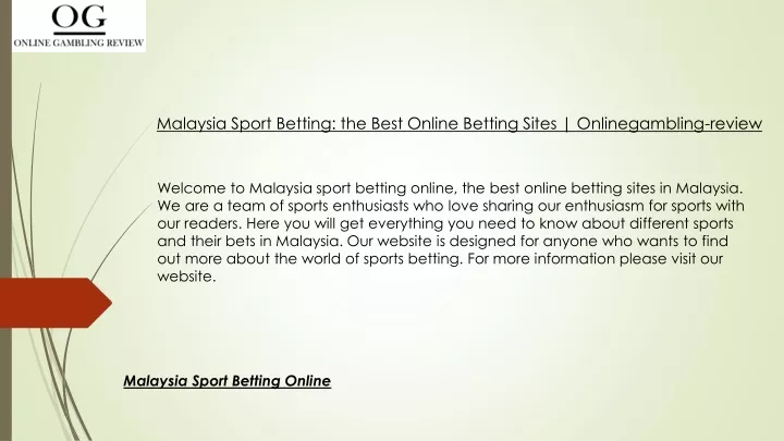 malaysia sport betting the best online betting sites onlinegambling review