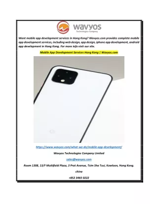 Mobile App Development Services Hong Kong  Wavyos.com